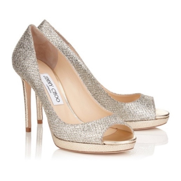 JIMMY CHOO Champagne Glitter "Luna" Heels...RARE! - Picture 1 of 11